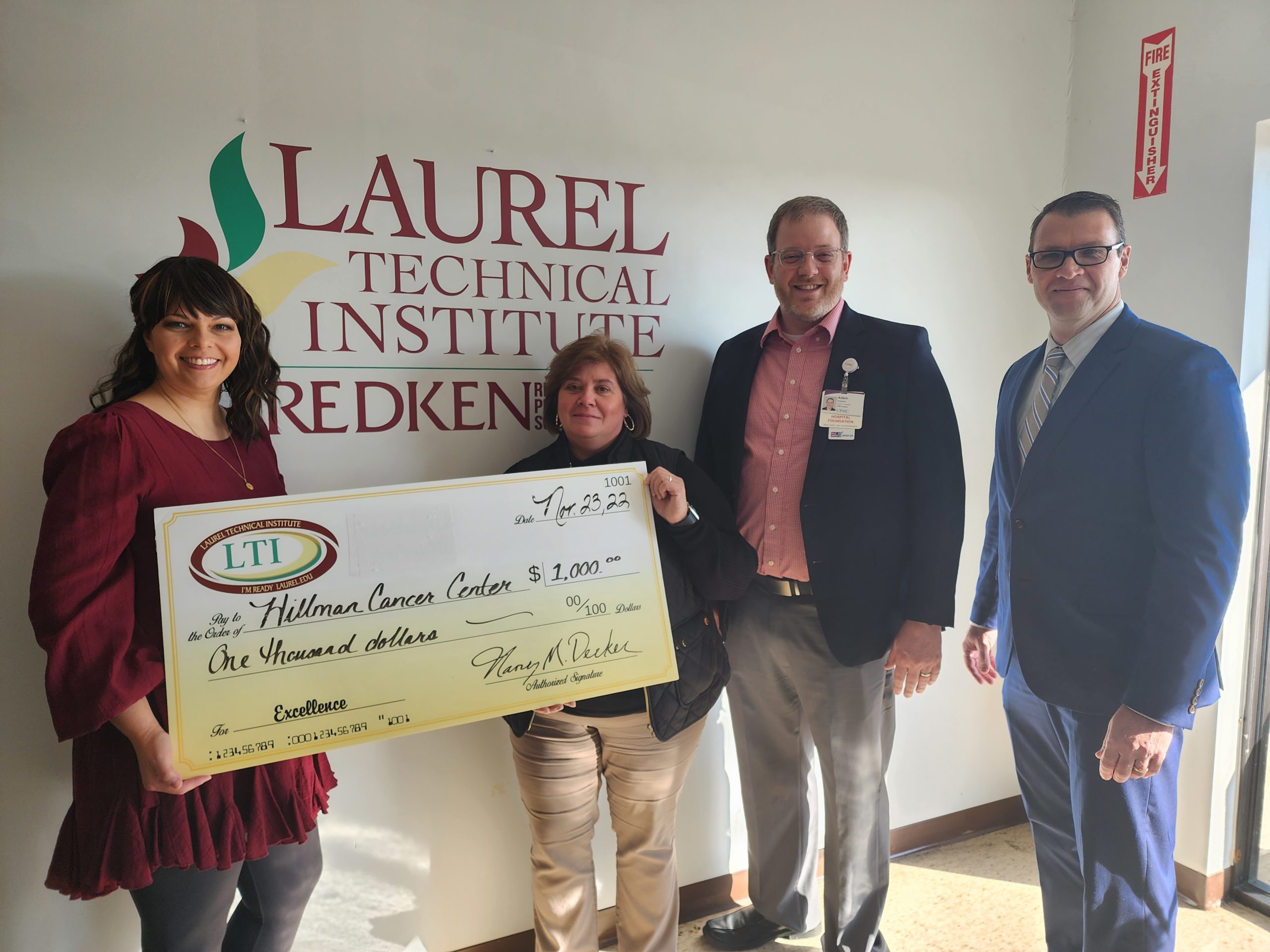 Laurel Technical Institute LTI Donation for Dr Lob Cancer Care Fund 